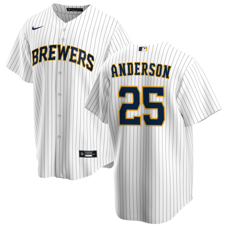 Nike Men #25 Brett Anderson Milwaukee Brewers Baseball Jerseys Sale-White